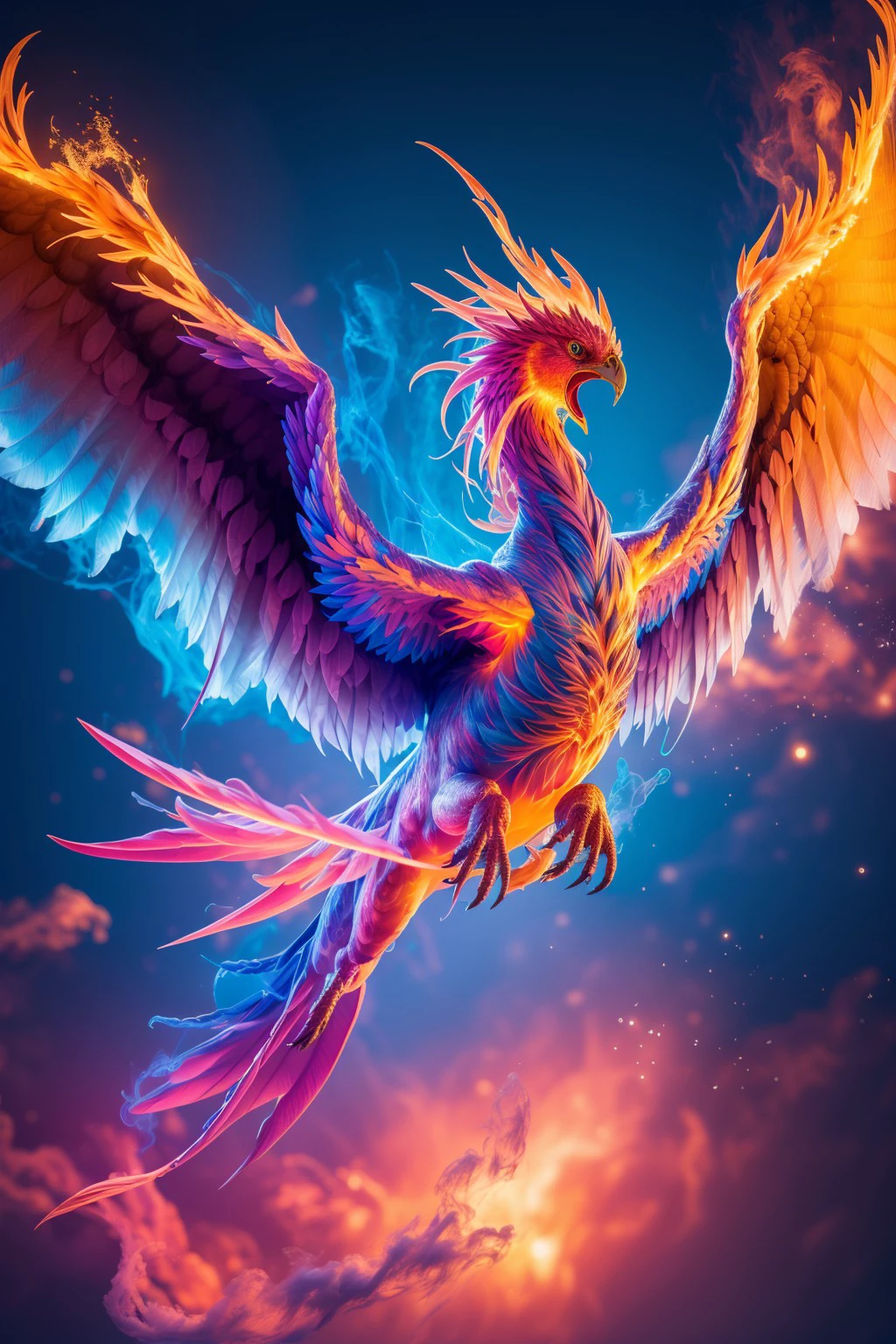 masterpiece, high quality, a Phoenix made of vibrant plasma, <lora:denglizi:0.8>