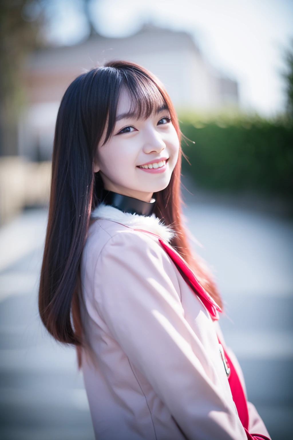 <lora:mayu_v01:0.9>, 
 (8k, RAW photo, best quality, masterpiece:1.2), (realistic, photo-realistic:1.37), omertosa,1girl, blurry background,lake, rain,wet,professional lighting, photon mapping, radiosity, physically-based rendering, backlight bokeh, blurry background, mature,((black choker)), red lips, student ,((lights shinning on the face))
head portrait
,
sunlight, ((outdoors)) ,((light shinning on the hair))
short jacket,
((high twin-tail hair)), ((floating hair)), pink hair,straight hair, glowing hair,
135mm lens,,big breast,red lips,smile
