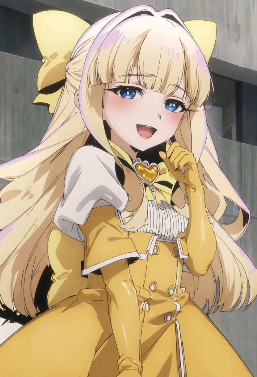 best quality, masterpiece, highres, solo, {kaoruko_tenkawa_mahoushoujoniakogarete:0.90}, 1girl, blush, open_mouth, heart_brooch, smile, looking_at_viewer