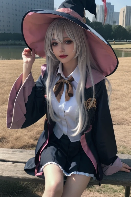 1girl, baby face, witch, white hair, playing swing, realistic, ultra detail, photography