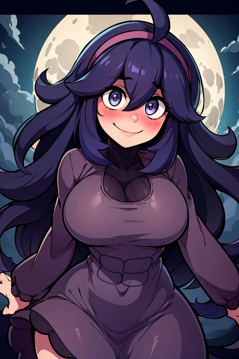 ((masterpiece,best quality)), absurdres, <lora:Hex_Maniac_Pokemon:0.8>, Hex_Maniac_Pokemon, solo, smiling, looking at viewer, cowboy shot, cinematic composition, purple dress, busty, crazy eyes, full moon, blush, 
 <lora:add_detail:0.5>,