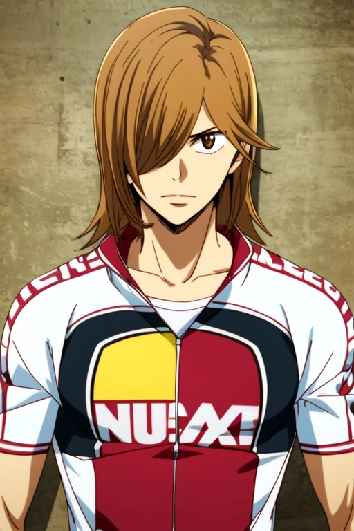 (best quality:1.1), (masterpiece:1.4), wallpaper, looking at viewer, upper body, , , (semi-realistic:1.4), 1boy, solo, male focus, <lora:hajime_aoyagi:0.82>, hajime_aoyagi, light brown hair, brown eyes, hair over one eye