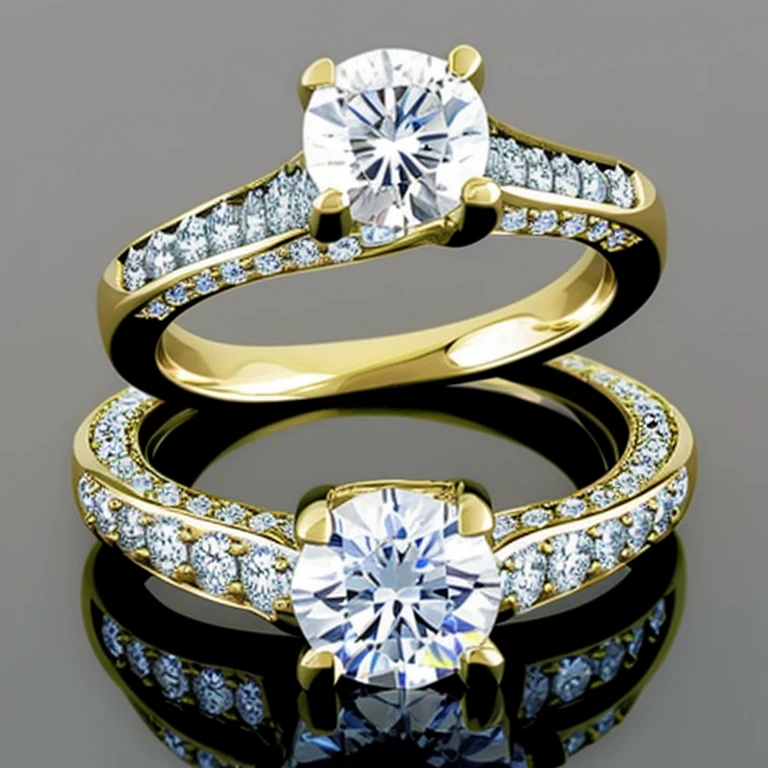 wedding rings, simple background, white background, no humans, diamond ring, <lora:Copax_StyleMix_4_Wedding_Rings:1>