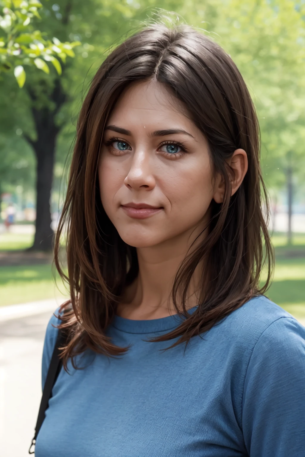 <lora:mondongo_LoRA_JenniferAniston:1> mndngwmn, (ultra realistic, 8k,high quality),(medium shot), wearing casual clothes, on the park
