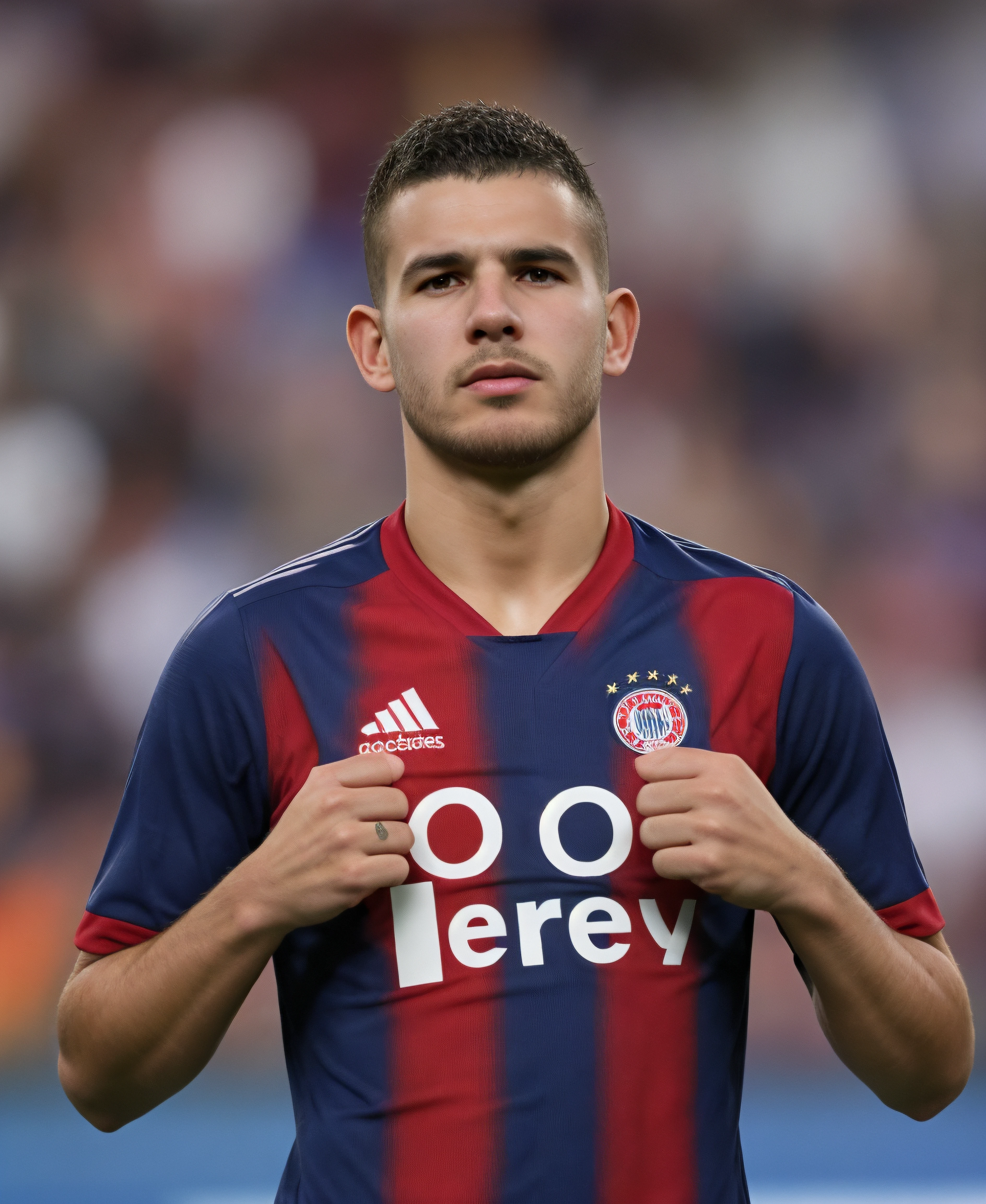 1male, face, dressed, <lora:Lucas Hernandez:0.55>, Lucas Hernandez, realistic, ultra quality, highly detailed, ultra HD,  (victory pose:1.3)