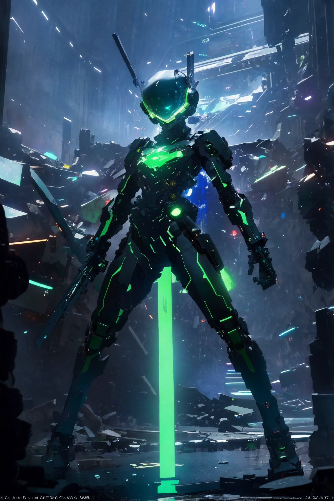(masterpiece,top quality,best quality,official art,beautiful and aesthetic:1.2), (full body:1.0), Dynamic Angle, Perspective, High Point,pov
A shot with tension(sky glowsVisual impact,giving the poster a dynamic and visually striking appearance:1.2),
<lora:~Q?-[SZkfX xuer cyberwarrior:0.8>