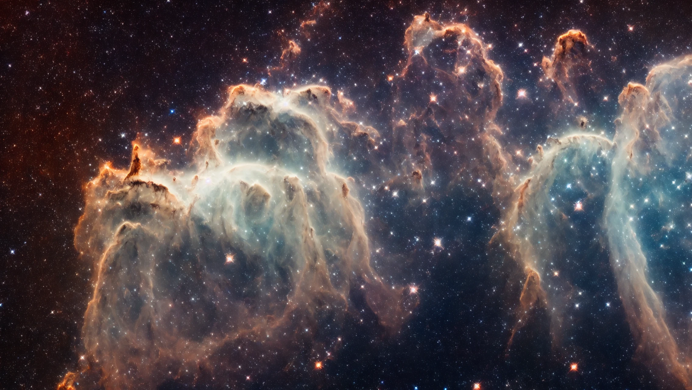 a professional photography, space nebula, big fog, dust, star cluster, space dust, white blue, detailed, sharp