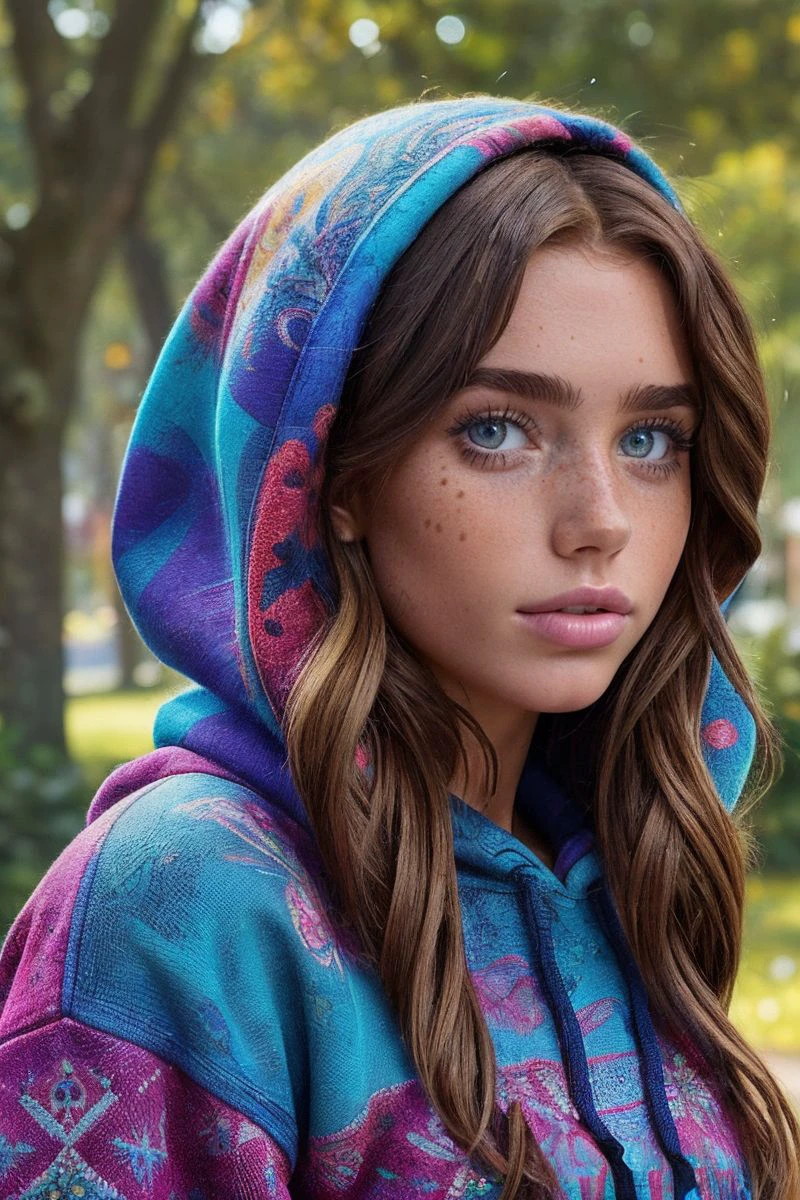 headshot of S312_Kinlllley,a gorgeous woman,in a (park:1.1),wearing a (vibrant-hoodie:1.1),(4k, RAW photo, best quality, depth of field, ultra high res:1.1),(absurdres, intricate, photorealistic, masterpiece, ultra-detailed:1.1),