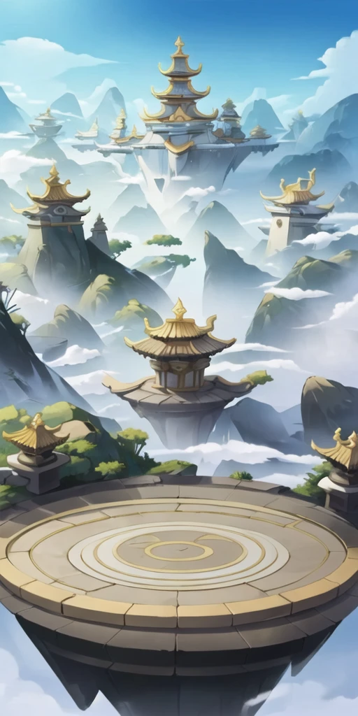 zhantai,no humans,cloud,sky,scenery,tower,outdoors,architecture,floating island,<lora:zhantai_20240205162247-000019:0.8>,