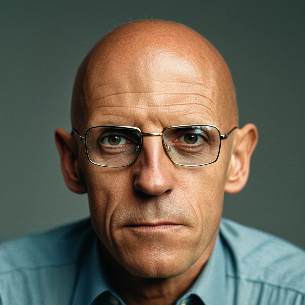 professional studio portrait photo of michelfoucault man ,  GQ photoshoot,   tight focus, model shoot, simple  background, classical english gentleman clothing,  rim lighting, perfect cinematic lighting,  head and upper torso, eye contact
(indistinguishable from reality:1.4) detailed facial features, detailed skin texture, natural skin texture,  detailed cloth texture,  perfect eyes, detailed iris,
analog, raw, f2, 35mm, . 8k, highly detailed,  (high quality, best quality:1.3), Extremely high-resolution, film grain, dslr, Kodak Portra 400 camera f1.6 lens, 35mm, Fujifilm Superia Premium 400, Nikon D850,
<lora:add-detail-xl:0.25>   <lora:michelfoucaultXL_10-17-23_v1.6:0.95>