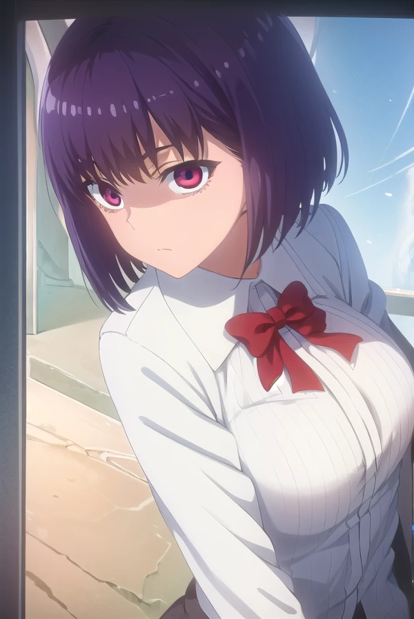 hanasunomiya, <lora:hana sunomiya s2-lora-nochekaiser:1>,
hana sunomiya, short hair, (red eyes:1.3), purple hair, bangs,
BREAK shirt, bow, school uniform, white shirt, collared shirt, bowtie, red bow, red bowtie, blazer, jacket,
BREAK outdoors,
BREAK looking at viewer, (cowboy shot:1.5),
BREAK <lyco:GoodHands-beta2:1>, (masterpiece:1.2), best quality, high resolution, unity 8k wallpaper, (illustration:0.8), (beautiful detailed eyes:1.6), extremely detailed face, perfect lighting, extremely detailed CG, (perfect hands, perfect anatomy),