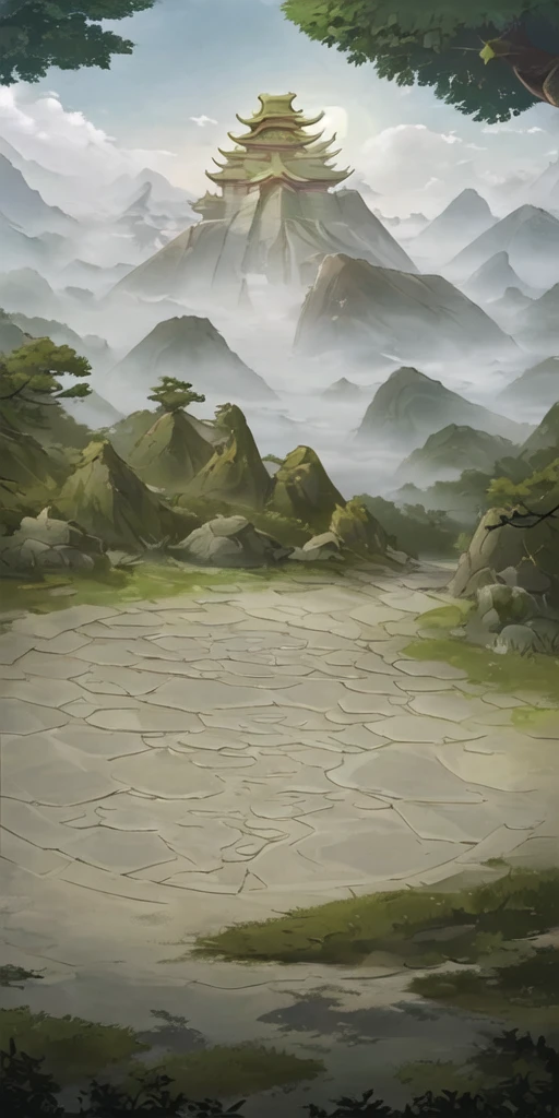 (zhantai:1.2),no humans,tree,architecture,outdoors,shrine,sunlight,day,<lora:zhantai_20240205162247-000019:0.8>,mountain,