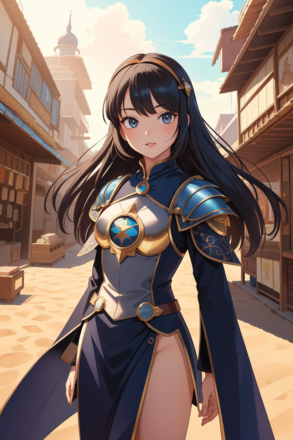 ultra detailed, masterpiece, best quality, solo, cowboy shot,
<lora:nessa_pokemon:0.8> nessa, very long hair, single hair bun ,blue eyes,