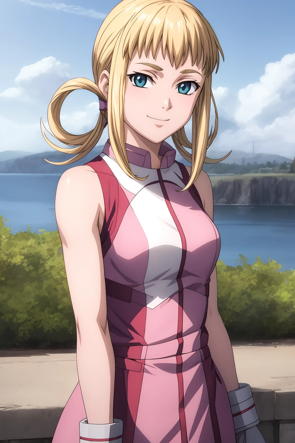 a woman in a red and white dress standing next to a tree, portrait caballeros de la chica del zodiaco, brumoso de pokemon, caballeros de la chica del zodiaco, in the art style of 80s anime, portrait of an anime heroine, Ana Takamaki, estilo anime Gainax, chica anime del futuro, princesa anime, female personaje animado, personaje animado