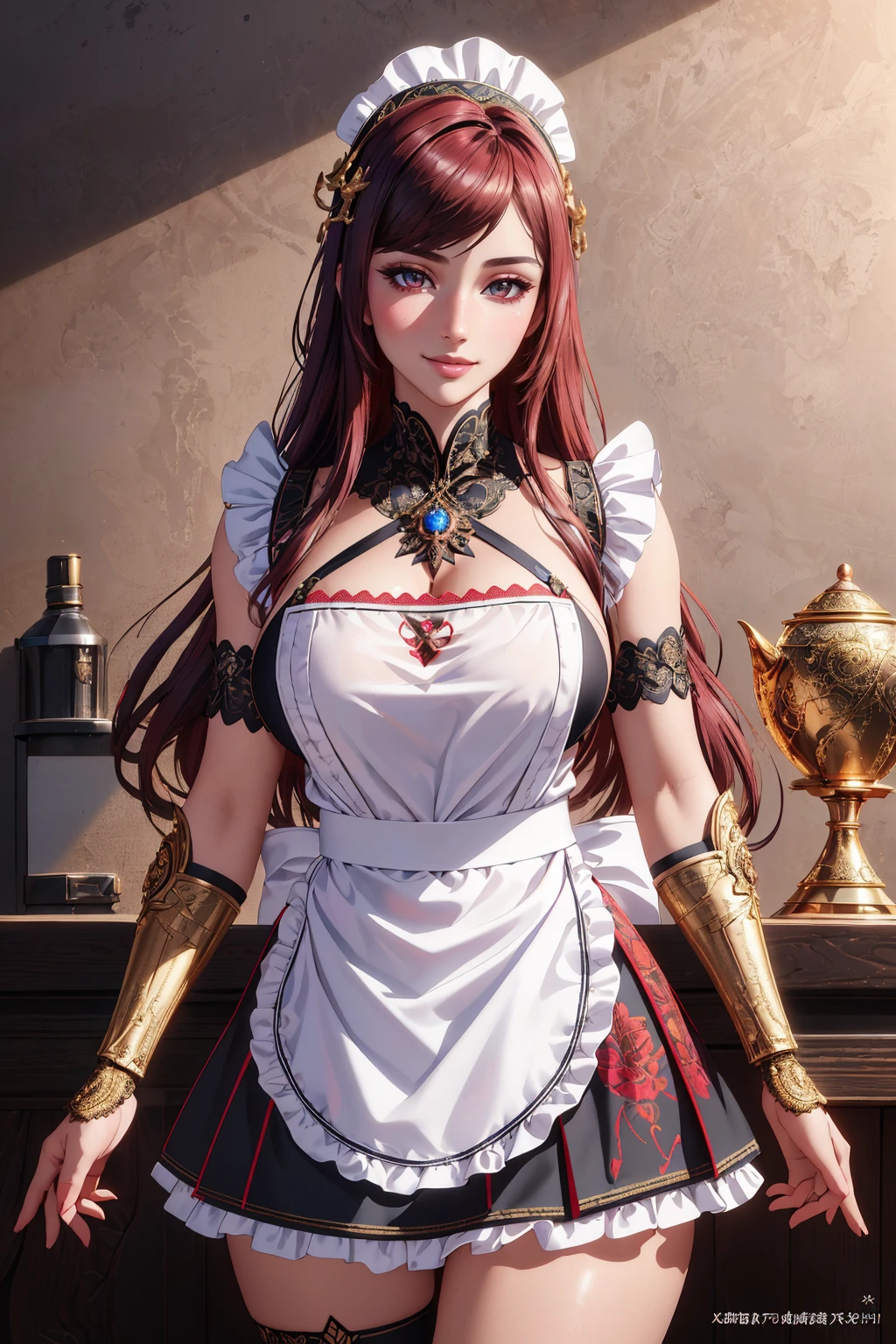 ((masterpiece,best quality,edgQuality)),(smile),standing,posing,
1girl,solo,edgLnF, golden embroidery, pauldrons,wearing edgLnF,edgApron, a woman in a maid apron,wearing edgApron
<lora:edgLnFApronsv1:1>