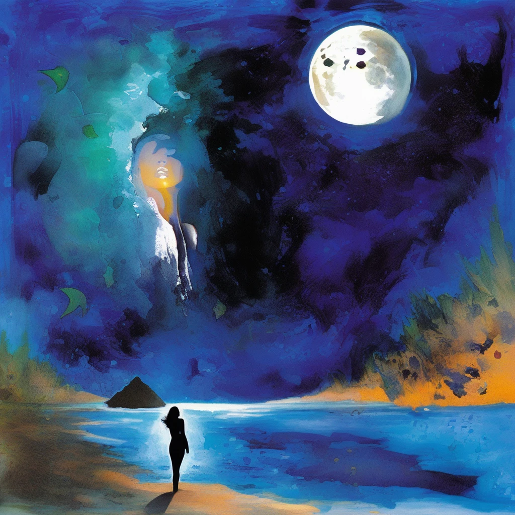 astrstica girl on the beach on a moonlit night<lora:astrstica:1>