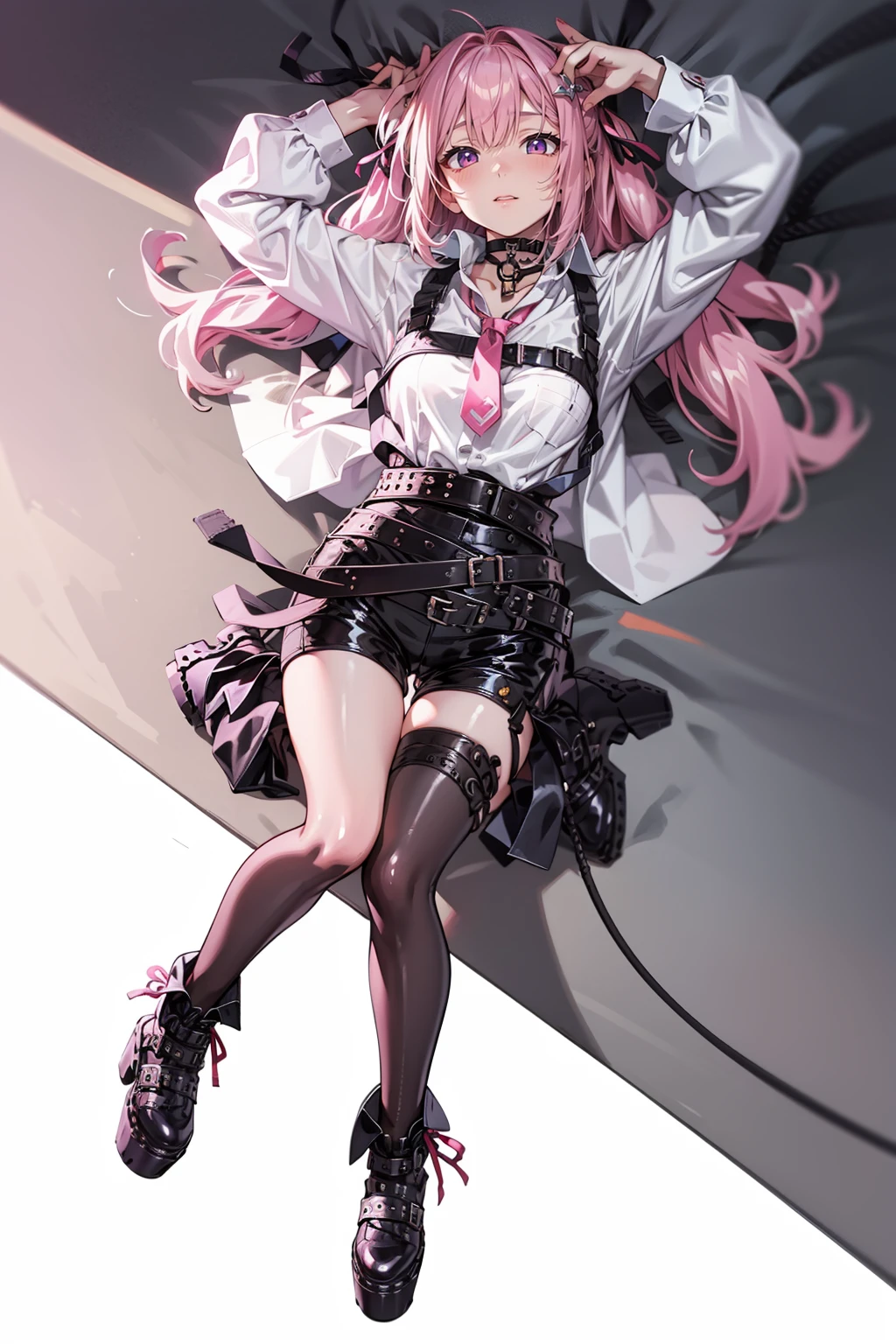 (((unique look:1.5, The eyes of famous artists, )))、Pink Hair　(White Hair Girl), (Thick, dark blue eyebrows:1.4), (Dark blue eyebrows:1.7), (Thick eyebrows:1.3), (Huge black fluffy animal ears:1.1), (Black animal ears:1.1), break, (((Mesh Stitching Crop T-Shirt, Cutout Long Sleeve Top))),break, (Big Breasts:1.2, Thick legs, Adult female body, Sturdy body:1.5), ((Relax in the great outdoors:1.5)), (sharp eyes, Ultra-high definition CG, Precisely designed costumes, 4k, 8k, Ultra-high definition CG, Precisely designed costumes, Clear lines, Expressive and Captivating Eyes, Fine Details and Realistic Textures, cinematic lighting), ((white background)), break, (Wearing black leggings with holes), Skinny sleeves, (Torn and holey leggings:1.2)(Black leggings:1.4), (Punkish Boots:1.2), (Thick sole:1.5), (Big shoes:1.3), ((unique look:1.5, The eyes of famous artists))　
