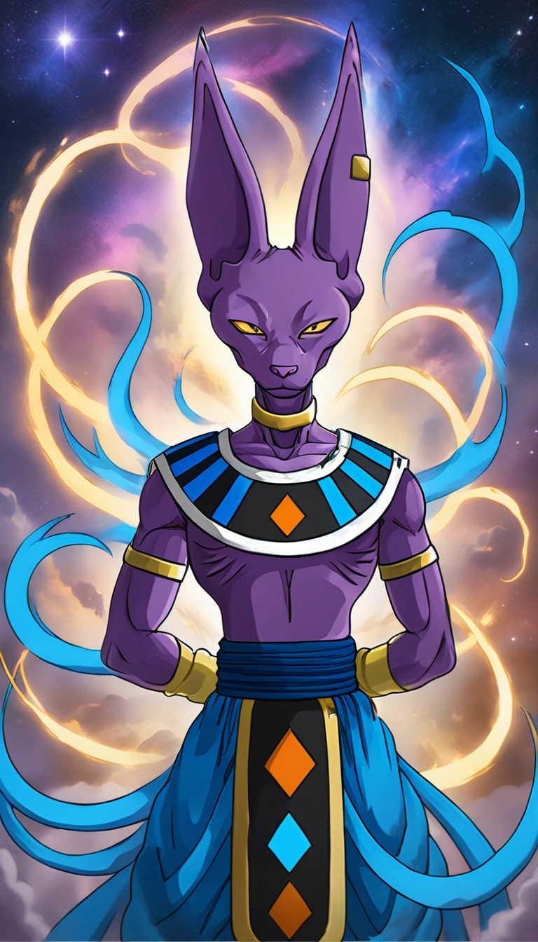 ethereal fantasy concept art of   <lora:BeerusXL:.8>beerus <lora:SDXL_Sacred_beast:.3> sacred beast <lora:ral-dissolve:.3>dissolve, looking at viewer . magnificent, celestial, ethereal, painterly, epic, majestic, magical, fantasy art, cover art, dreamy