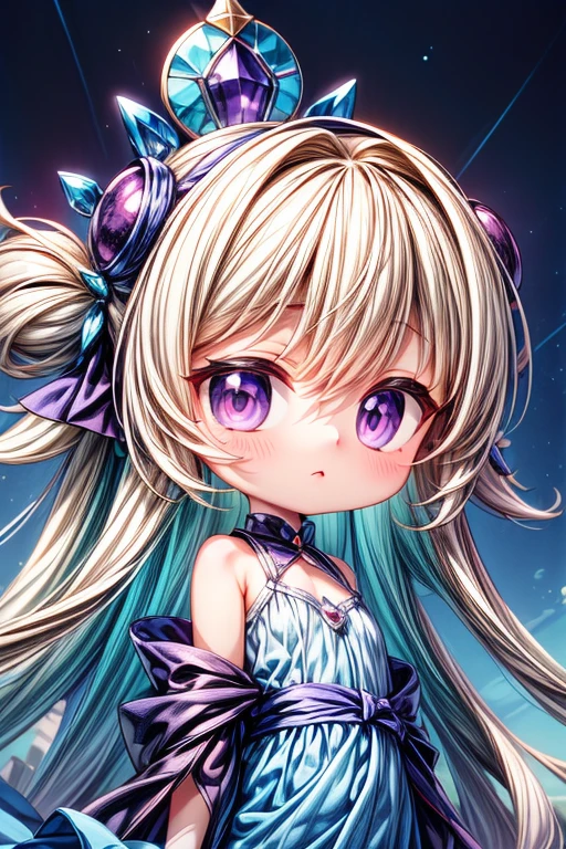 (purple and pink and blue theme:1.2), best_quality, masterpiece, ray_tracing, 1girl, cute, kawaii, petite, sitting, close-up, closed_mouth, solo, long hair, side_ponytail, magical_girl, magic_circle, looking at viewer, hand_on_own_face, cosmic theme, a magical show, A world of wonder, pure and bright, fantasy theme, cosmos, cosmic_art, cosmic, Starry sky background, nebula background, backlighting, abyss eyes,(extremely detailed CG, unity, 8k wallpaper:1.2), ((ultra-detailed)), ((illustration)),colorful,wallpaper,energy,Unknown terror,Around the magic,magic surrounds,Magical Circle