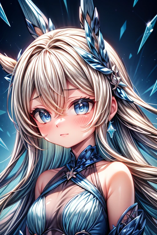 (blue theme:1.3), best quality,Epic,highly detail,Illustration,Cover,enigmatic figure,draped in translucent fabric,crystals adorning hair,dreamlike swirl,pastel hues,soft light,evoking calm serenity and elusive beauty,Non-representational,colors and shapes,expression of feelings,imaginative,highly detailed