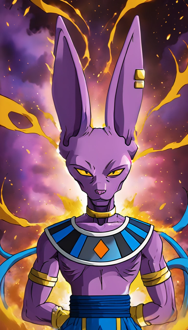 Lord Beerus, male, wide hips, big ass, slut outfit, sitting on both knees
