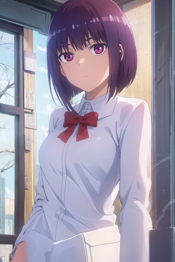 hanasunomiya, <lora:hana sunomiya s2-lora-nochekaiser:1>,
hana sunomiya, short hair, (red eyes:1.3), purple hair, bangs,
BREAK shirt, bow, school uniform, white shirt, collared shirt, bowtie, red bow, red bowtie, blazer, jacket,
BREAK outdoors,
BREAK looking at viewer, (cowboy shot:1.5),
BREAK <lyco:GoodHands-beta2:1>, (masterpiece:1.2), best quality, high resolution, unity 8k wallpaper, (illustration:0.8), (beautiful detailed eyes:1.6), extremely detailed face, perfect lighting, extremely detailed CG, (perfect hands, perfect anatomy),