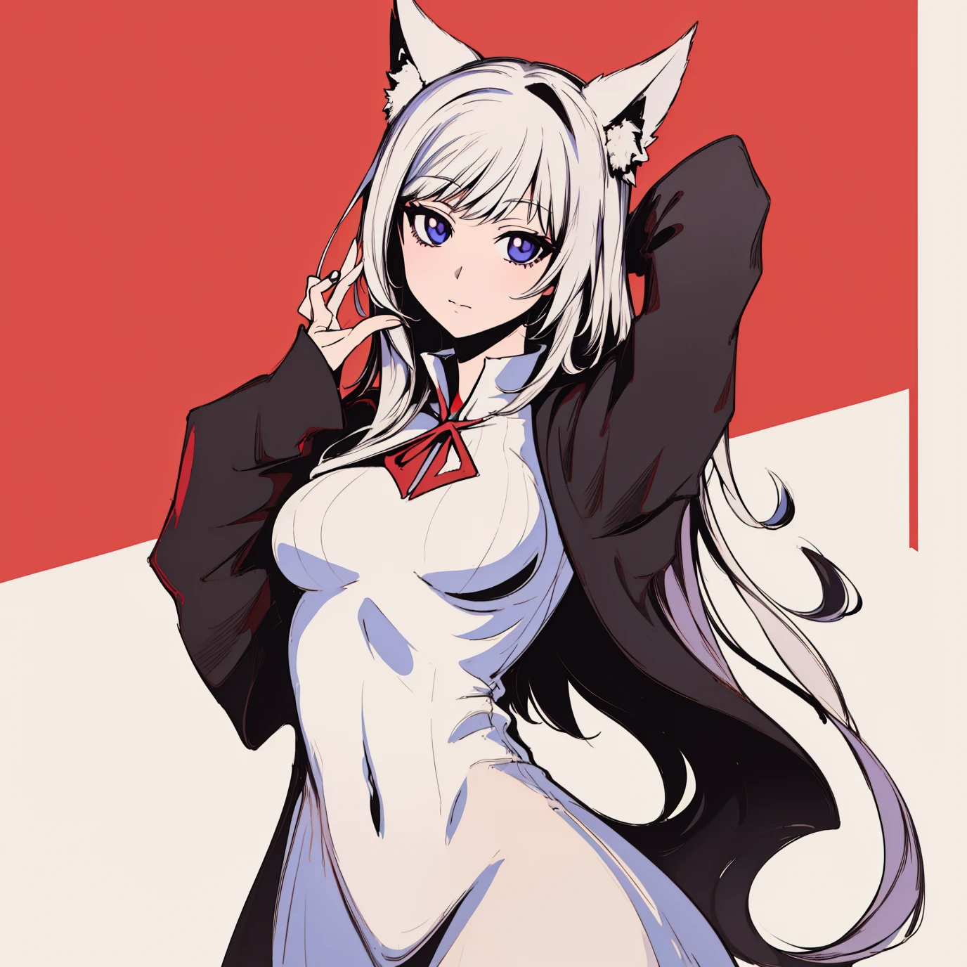 masterpiece, high quality, highres ,flat colors, simple background, <lora:flat colors:0.8>