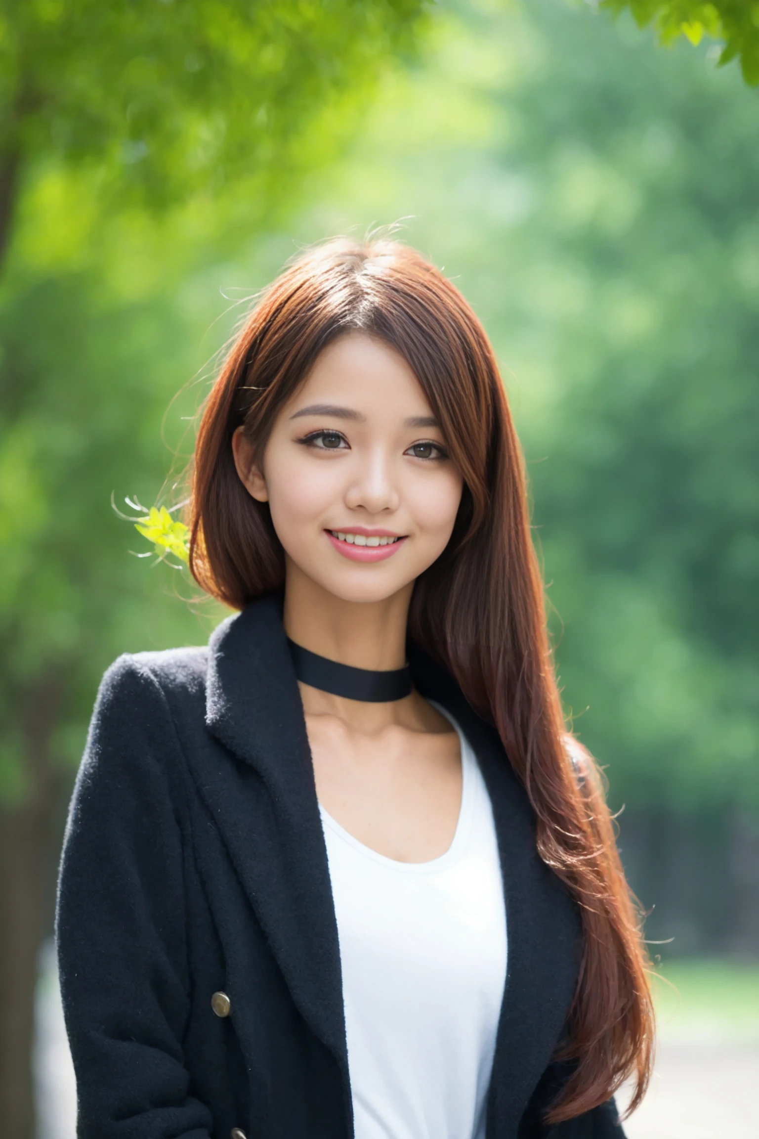 <lora:yan'an_v01:0.9>, 
 (8k, RAW photo, best quality, masterpiece:1.2), (realistic, photo-realistic:1.37), omertosa,1girl, blurry background,city, sunlight,professional lighting, photon mapping, radiosity, physically-based rendering, backlight bokeh, blurry background,smile, ((black choker)), red lips, student ,((lights shinning on the face))
head portrait
,
sunlight, ((outdoors)) ,((light shinning on the hair))
short jacket,
((bob haircut)), ((floating hair)), blue hair,straight hair, glowing hair,
135mm lens,,big breast,red lips,smile,((office suit))