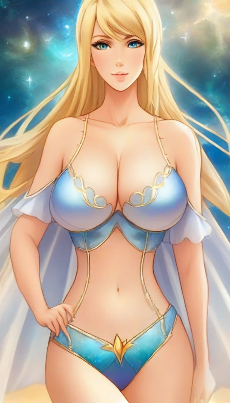 ethereal fantasy concept art of <lora:CRoseleiFemXL:1>CroseleiFem<lora:Bikini_02_lora:1>string bikini<lora:breasts_slider_v2:2>large breasts, blonde . magnificent, celestial, ethereal, painterly, epic, majestic, magical, fantasy art, cover art, dreamy