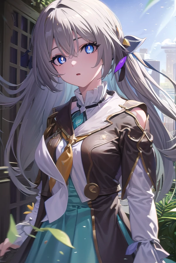 honkaifirefly, <lora:honkai firefly-lora-nochekaiser:1>,
firefly, (purple eyes:1.3), grey hair, butterfly hair ornament, hair ornament, hair intakes, long hair, (bright pupils:1.5),
BREAK black socks, blue dress, blue socks, dress, shoes, socks, two-tone dress, two-tone socks, white dress, long sleeves, hair band,
BREAK outdoors,
BREAK looking at viewer, (cowboy shot:1.5),
BREAK <lyco:GoodHands-beta2:1>, (masterpiece:1.2), best quality, high resolution, unity 8k wallpaper, (illustration:0.8), (beautiful detailed eyes:1.6), extremely detailed face, perfect lighting, extremely detailed CG, (perfect hands, perfect anatomy),