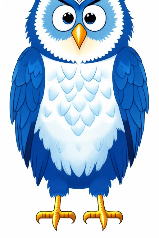 masterpiece, best quality, pale blue owl, dark blue beak, dark blue legs, dark blue eyes, flat 2d image, cartoon, classic Disney style, high resolution, detailed, sharp focus