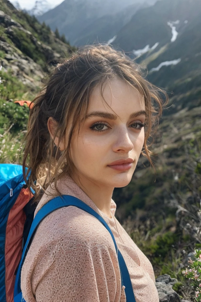 1girl, solo, face, portrait of a hiker girl, mountain trail, scenic view, female focus, photorealistic, soft colors, masterpiece, high quality, (high detailed skin:1.1)
<lora:joey_king_lora_v01:1> joey99