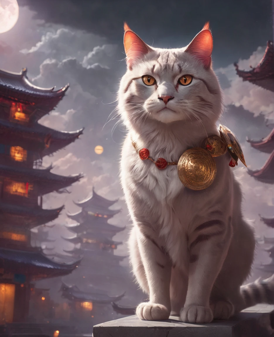 <lora:bloodmoonXL-step00000250:1>,bldmoon,cat,full moon,cinematic,oriental,mask.cloudy sky,ultra detailed,ray tracing,cloudy sky,octane render,intricate,cinematic,oriental,glowing features,masterpiece,hyper realistic reflections,50nm dof,bokeh,realistic,sharp focus,ultra detailed,8k,uhd,surging power,high resolution,trending on artstation and deviantart,featured,style of __fantasy-artist__