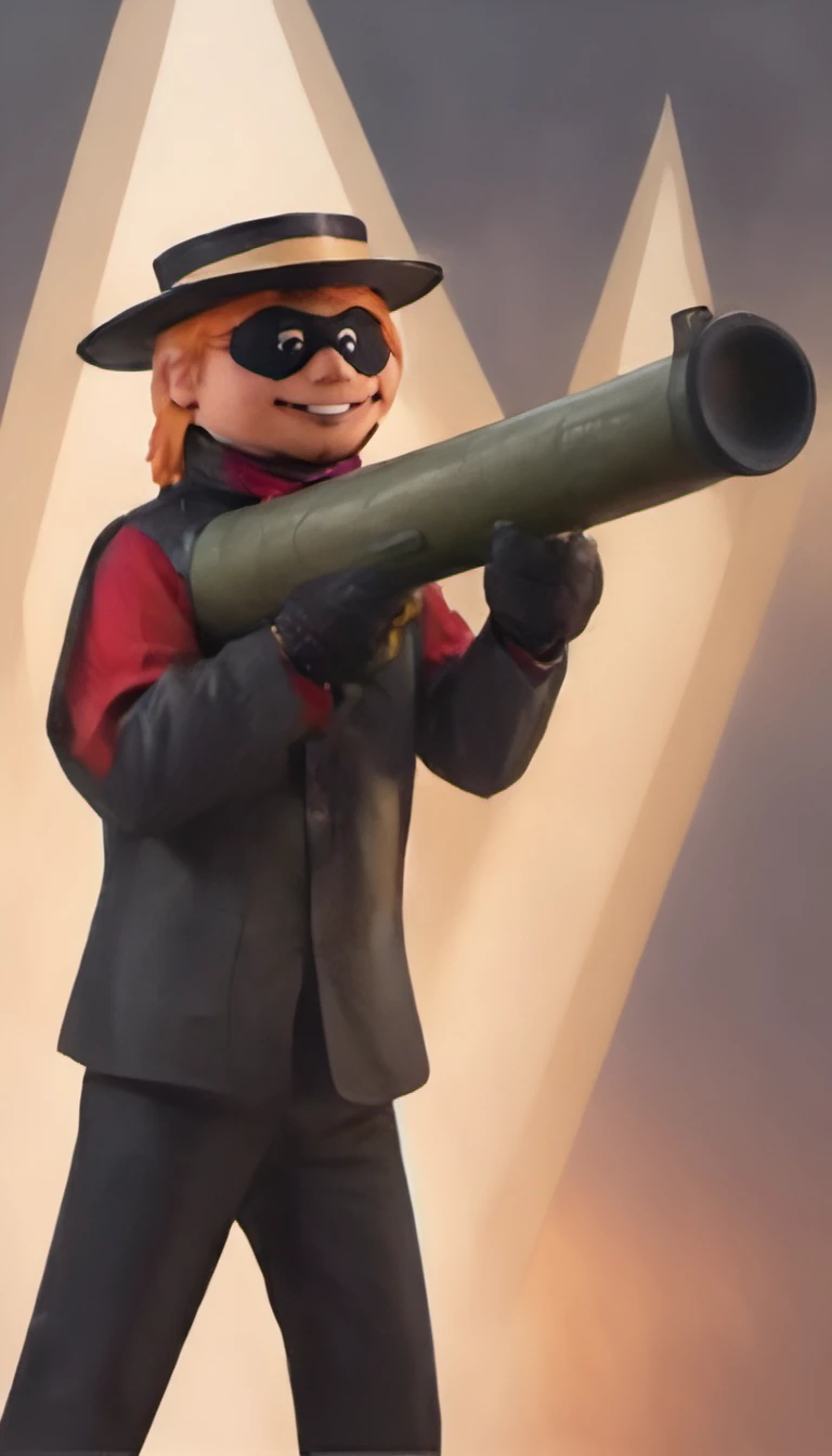 ethereal fantasy concept art of <lora:BazookaXL:.8><lora:HamburglarXL:.8>hamburglar with a bazooka . magnificent, celestial, ethereal, painterly, epic, majestic, magical, fantasy art, cover art, dreamy