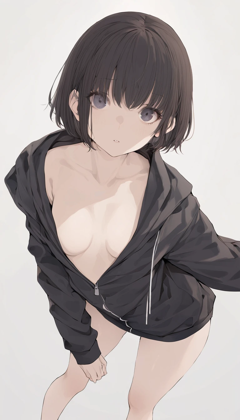 Anime girl,full_body,short hair,big eyes,black jacket,white background,illustration,<lora:orie:0.9>,, masterpiece, best quality,