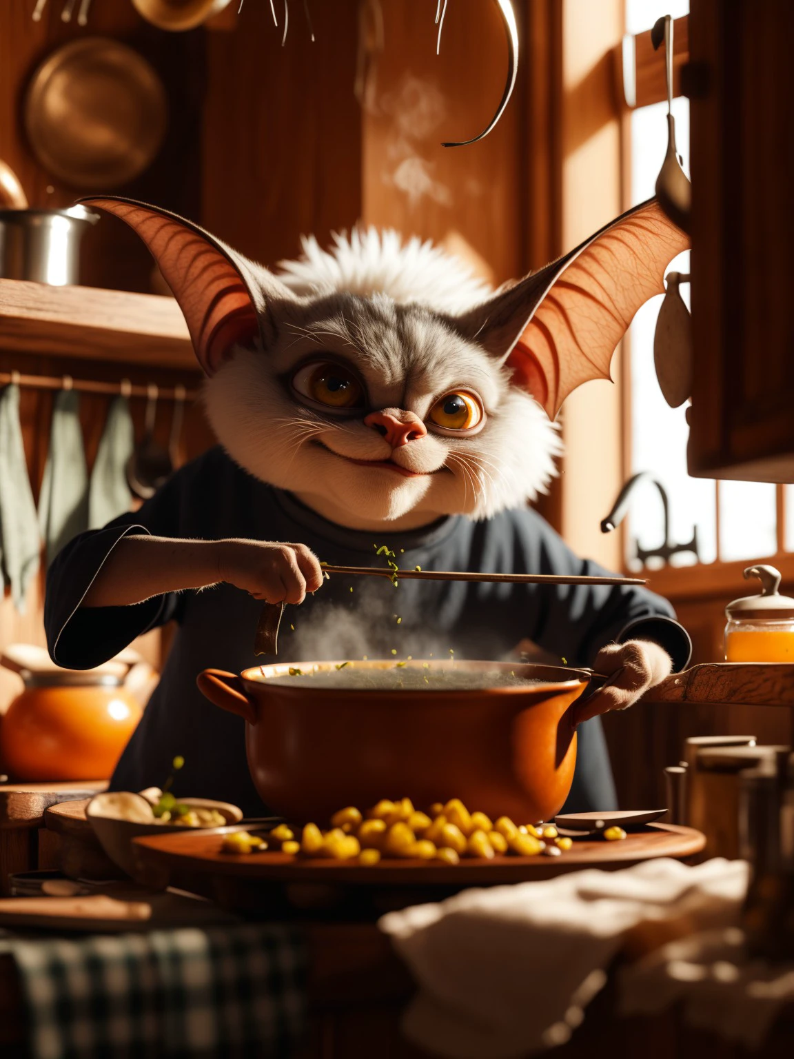 master piece, high quality, Grandma bat brewing soup at home , dark Fairy Tales, <lora:20240128-1706426374744:0.9>