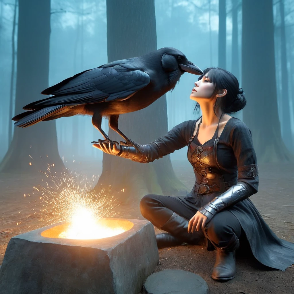 crow, outdoors, cathedral, duskull, dusk, yuuhi kurenai, the legend of zelda: tears of the kingdom, crows fall all over the ground, dark forest, crowgirl, lycoris radiata,
best quality, high quality, highres, masterpiece, 
<lora:crow SDXL-000001:0.7>
 <lora:SDXL Detail Tweaker XL ç»èè°æ´å¨ -3 3:1>
 <lora:SDXL Darkness_Cinema:0.6>