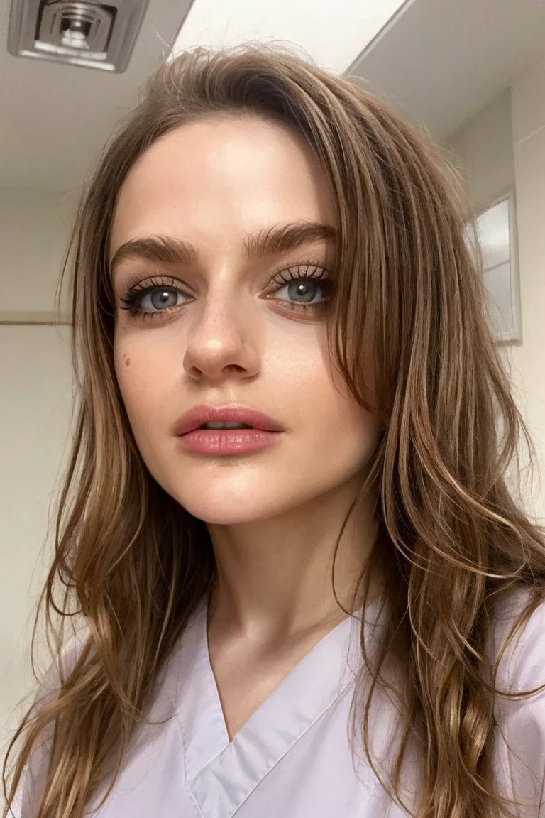 1girl, solo, face close shot, ginger hair, nurse, scrubs, at hospital, female focus, photorealistic, soft colors, masterpiece, high quality, (high detailed skin:1.1)
<lora:joey_king_lora_v01:1> joey99