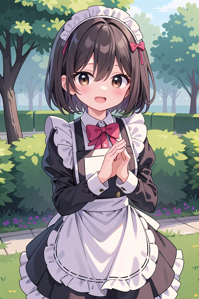 insanely detailed, absurdres, ultra-highres, ultra-detailed, best quality,
1girl, solo, nice hands, perfect hands
BREAK
(cleavage:-1.5),
(traditional maid:1.2),
apron, blush, bow, bowtie, frilled apron, frills, long sleeves, maid, maid apron, maid headdress, waist apron, white apron,
(maid costume, maid hair dress:1.3), long skirt
BREAK
happy smile, laugh, open mouth
BREAK
,
standing, cowboy shot, looking at viewer
BREAK
slender, kawaii, perfect symmetrical face, ultra cute girl, ultra cute face, ultra detailed eyes, ultra detailed hair, ultra cute, ultra beautiful
BREAK
fantasy world, garden of a castle, depth of field, ultra detailed background
BREAK
medium breasts
BREAK
(brown hair, brown eyes), short bob cut, hair between eyes