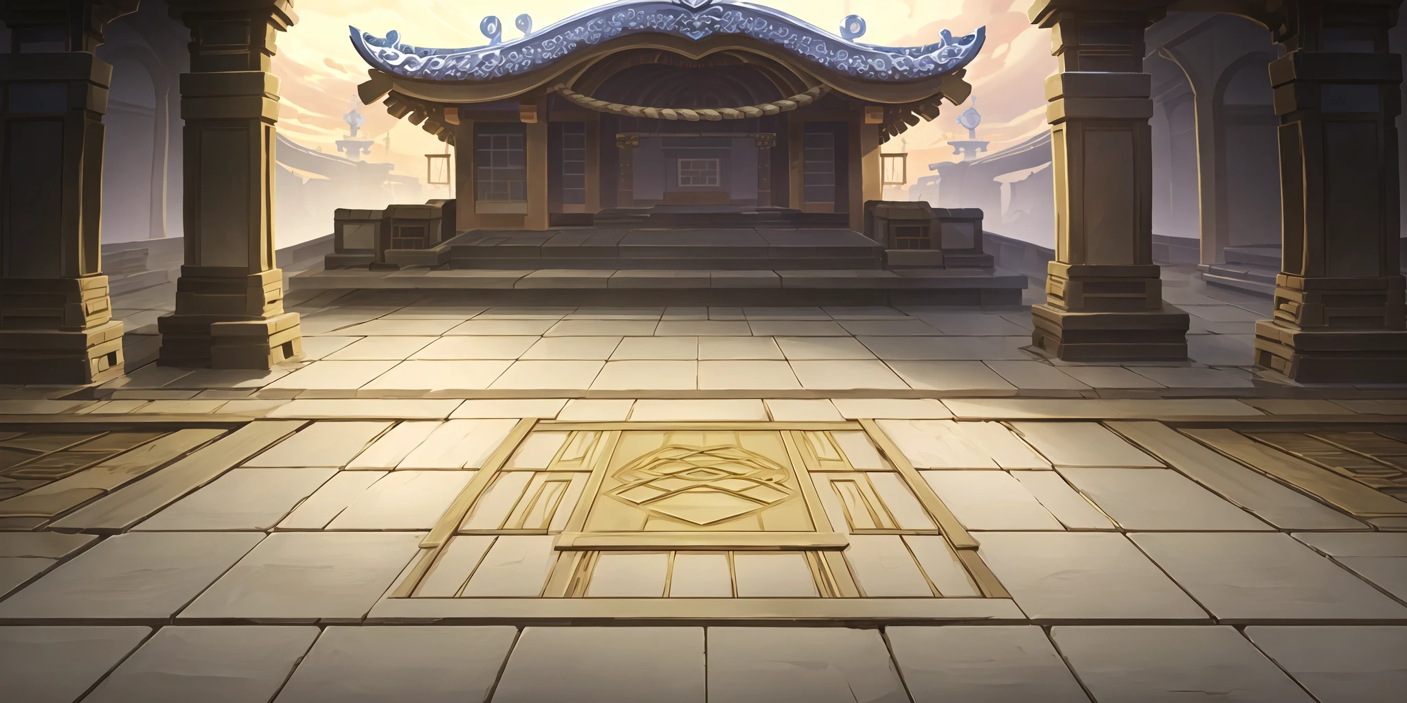 hengbcj,no humans,scenery,building,yellow_theme,pillar,<lora:æ¨ªæ¿æ¸¸æææåºæ¯v1.0:0.8>,floor,