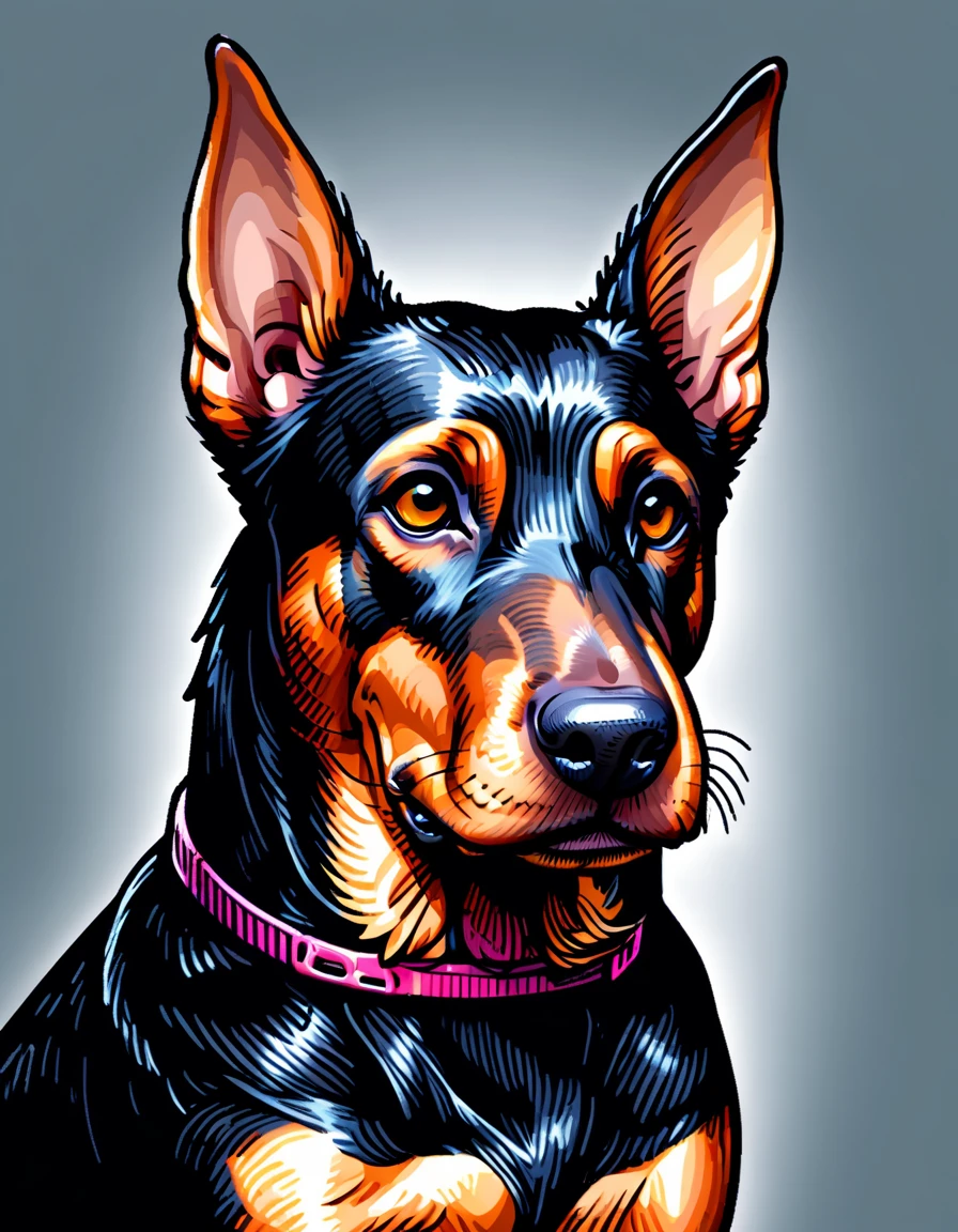 A doberman, shoulder portrait, ral-fltpn <lora:ral-fltpn:1>