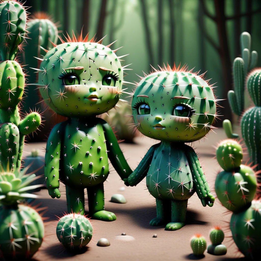 Cactexa lovers in forest<lora:Cactexa:0.8>