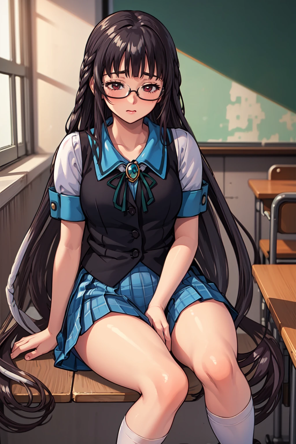 whore, Prostitute, underwear, 1 girl, long black hair, light purple eyes, glasses, a high resolution, ultra-sharp, 8k masterpiece, 