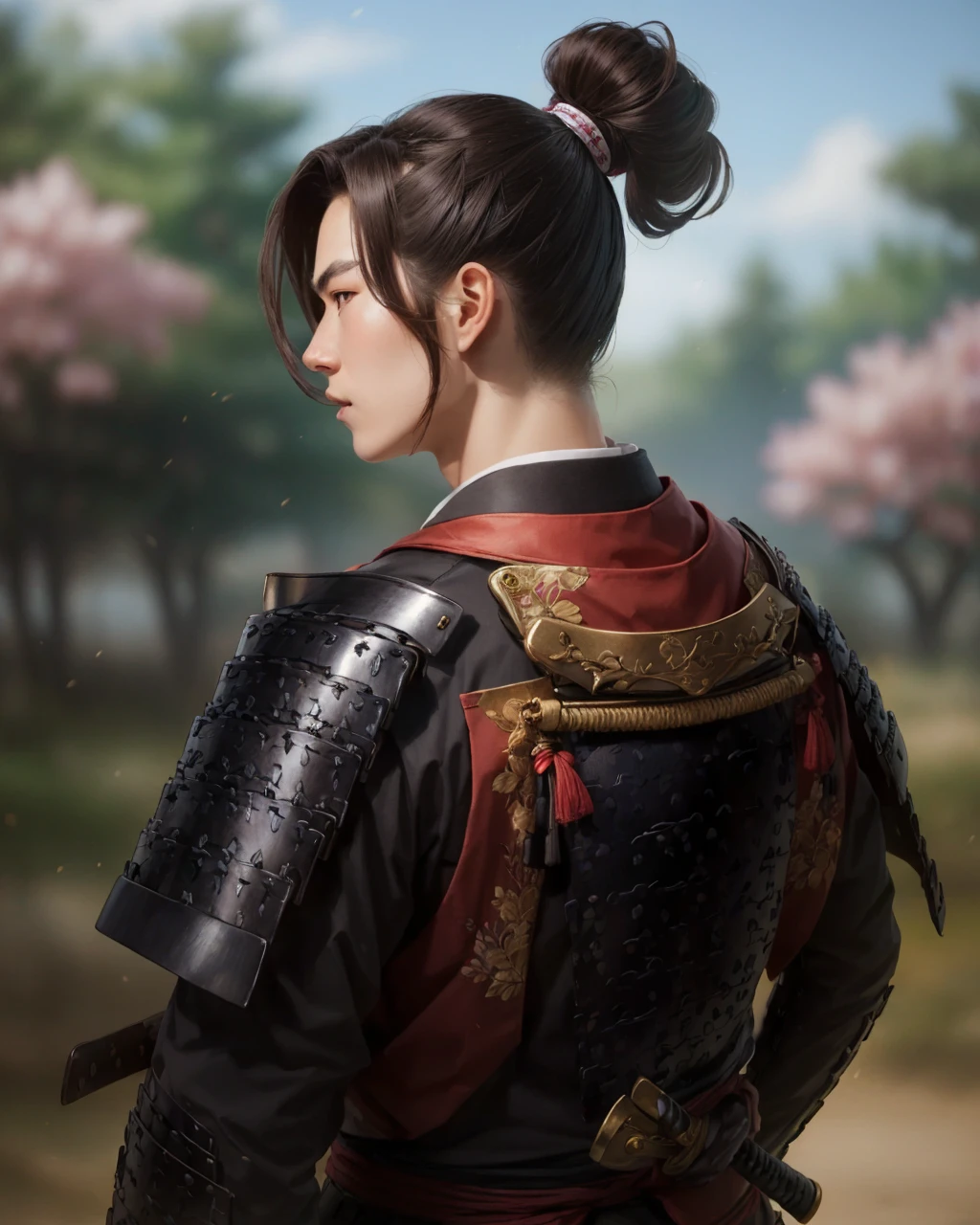 best quality,masterpiece,highly detailed,ultra-detailed, katanaV2
<lora:neg4all_bdsqlsz_V3.5:-1>
Describing a samurai clad in finely detailed armor adorned with cherry blossom patterns, showcasing respect for the beauty of nature. The clothing is predominantly light purple, harmonizing with the armor. The hairstyle is neatly arranged, with the hair tied into a simple ponytail at the back.
<lora:nobunagakatana:1> katanaV2