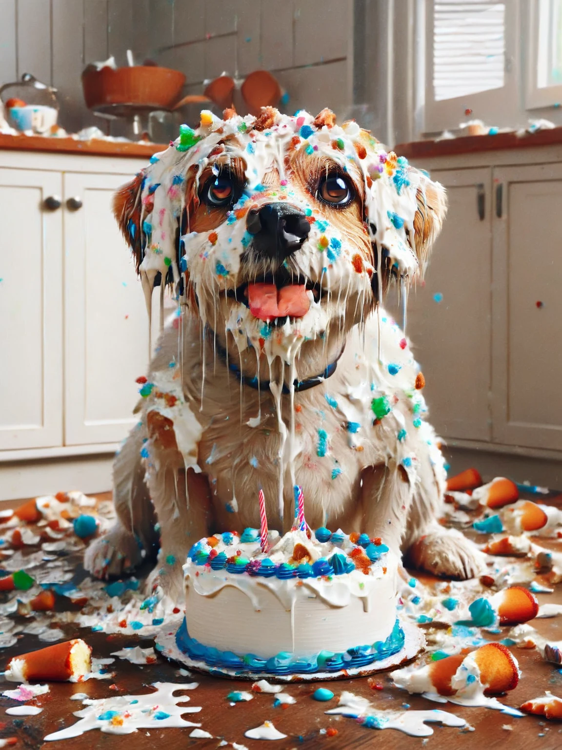 ais-cakemess dog looking guilty <lora:Cake_Mess_SDXL:1>