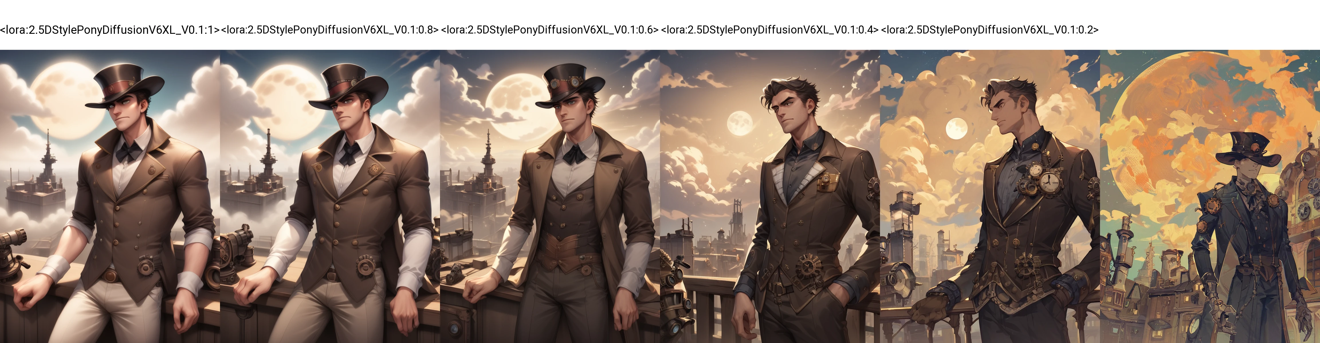 <lora:2.5DStylePonyDiffusionV6XL_V0.1:1>,score_9,score_8_up,score_7_up,score_6_up,score_5_up,score_4_up,delinquent on steampunk dirigible,steampunk,man,solo focus,night,sky,clouds,moon light ray,rating_safe,