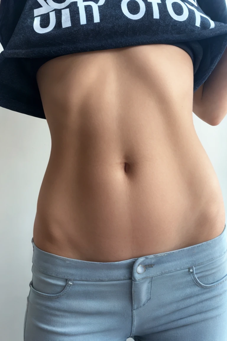 closeup of a female belly, slim, standing, ultra realistic, detailed skin, vellus hair, lowcut demim pants, btfembelly, vertical belly button, detailed navel, crop top,
<lora:skin_slider_v10:0.7>, <lora:btfembelly:0.8>