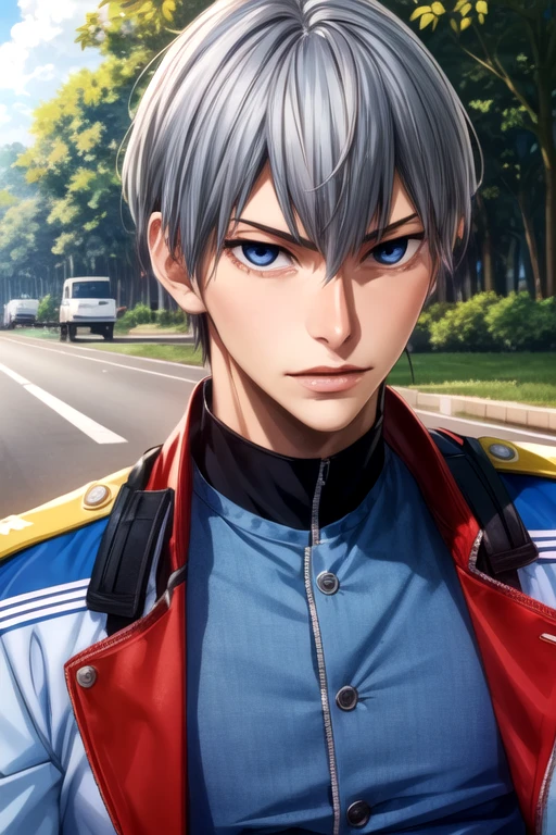 (best quality:1.1), (masterpiece:1.4), illustration, , , depth of field, anime coloring, (semi-realistic:1.4), 1boy, solo, male focus, <lora:yukinari_kuroda:0.82>, yukinari_kuroda, grey hair, blue eyes, king costume, world war 1, 8k resolution