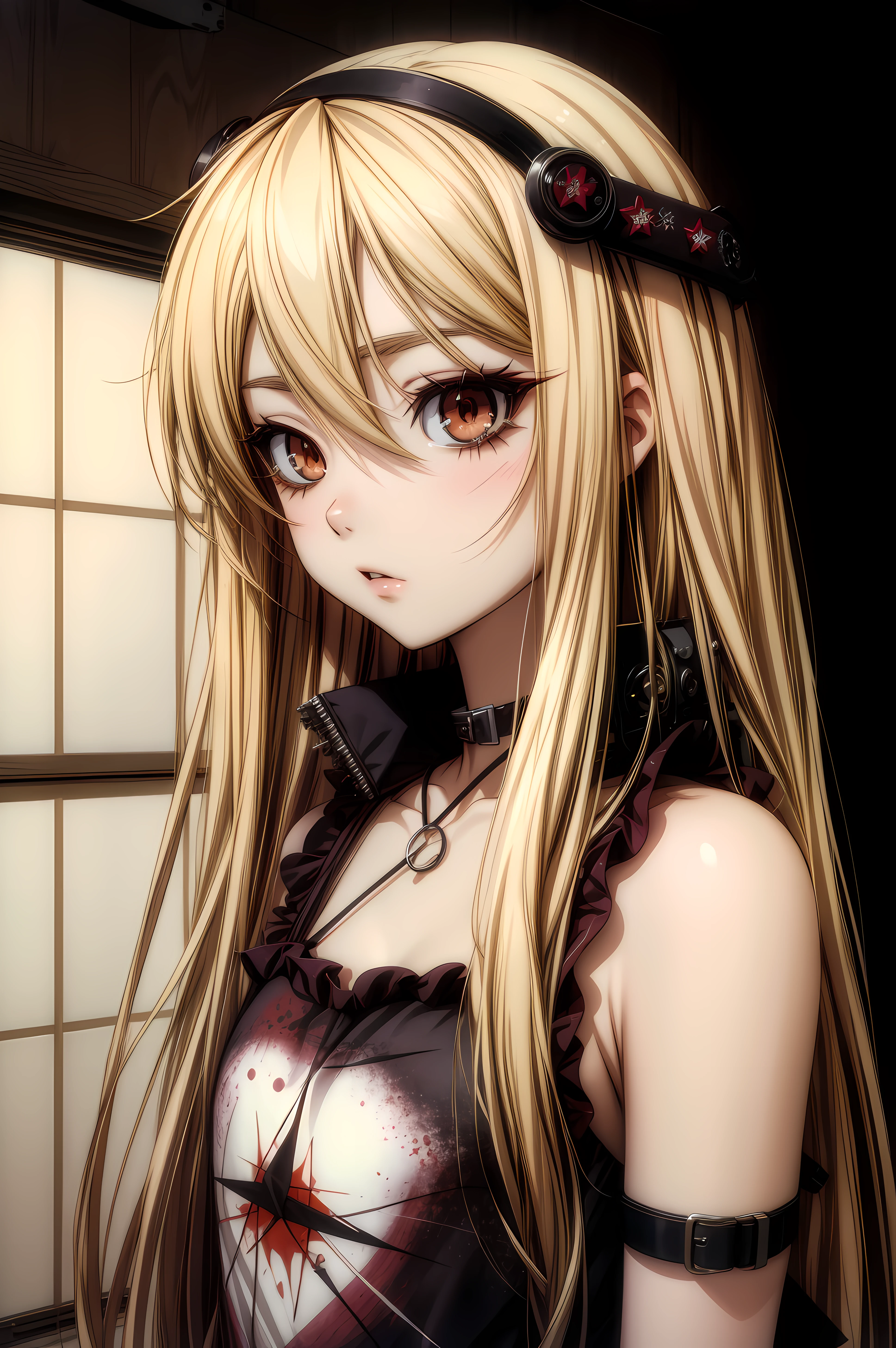 (masterpiece, best quality), <lora:mashiro shiina-lora-Faxtron:0.44> mashiro shiina, caramel-colored eyes, blonde hair, long hair, hair between eyes, long eyelashes,<lora:edgGrungeFreestyle:0.8> edgGrunge, wearing edgGrunge fashion,
<lora:add_detail:0.8>,