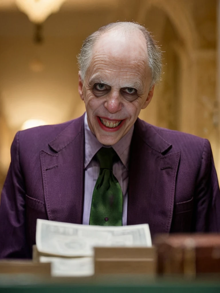 cinematic film still Jacob Rothschild as the joker <lora:JacobRothschildXL-128:1> . shallow depth of field, vignette, highly detailed, high budget, bokeh, cinemascope, moody, epic, gorgeous, film grain, grainy